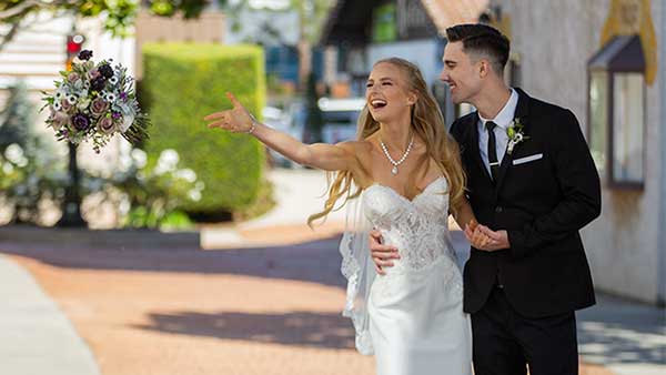 Wedding couple at Old World Village Church